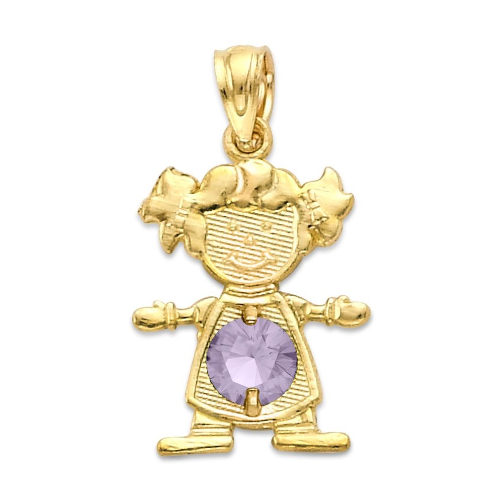 10k Solid Gold Newborn Baby Girl Pendant with Birthstone of Choice for Necklace - Picture 12 of 16